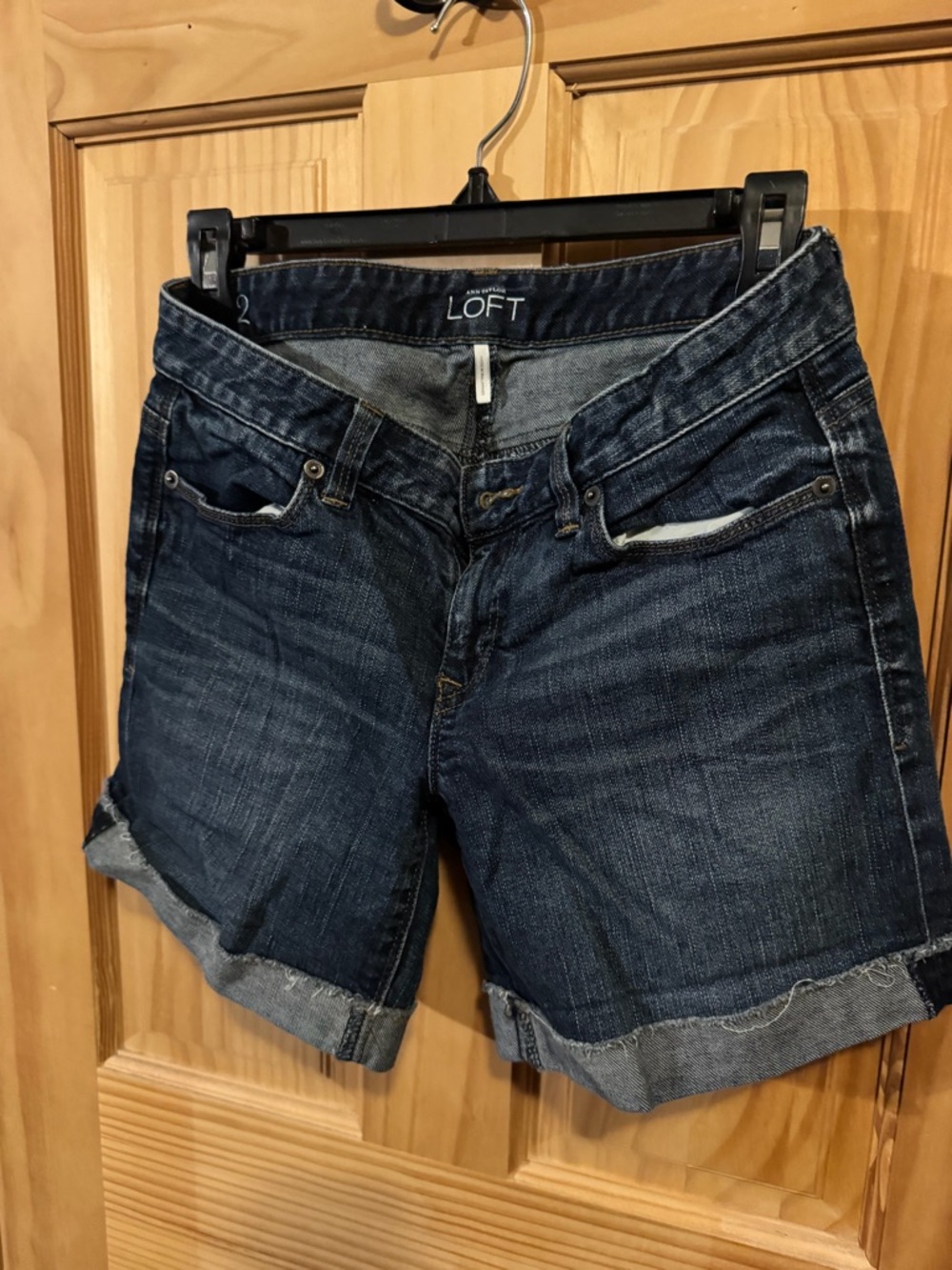 LOFT Dark Indigo Roll-Cuff Denim Shorts